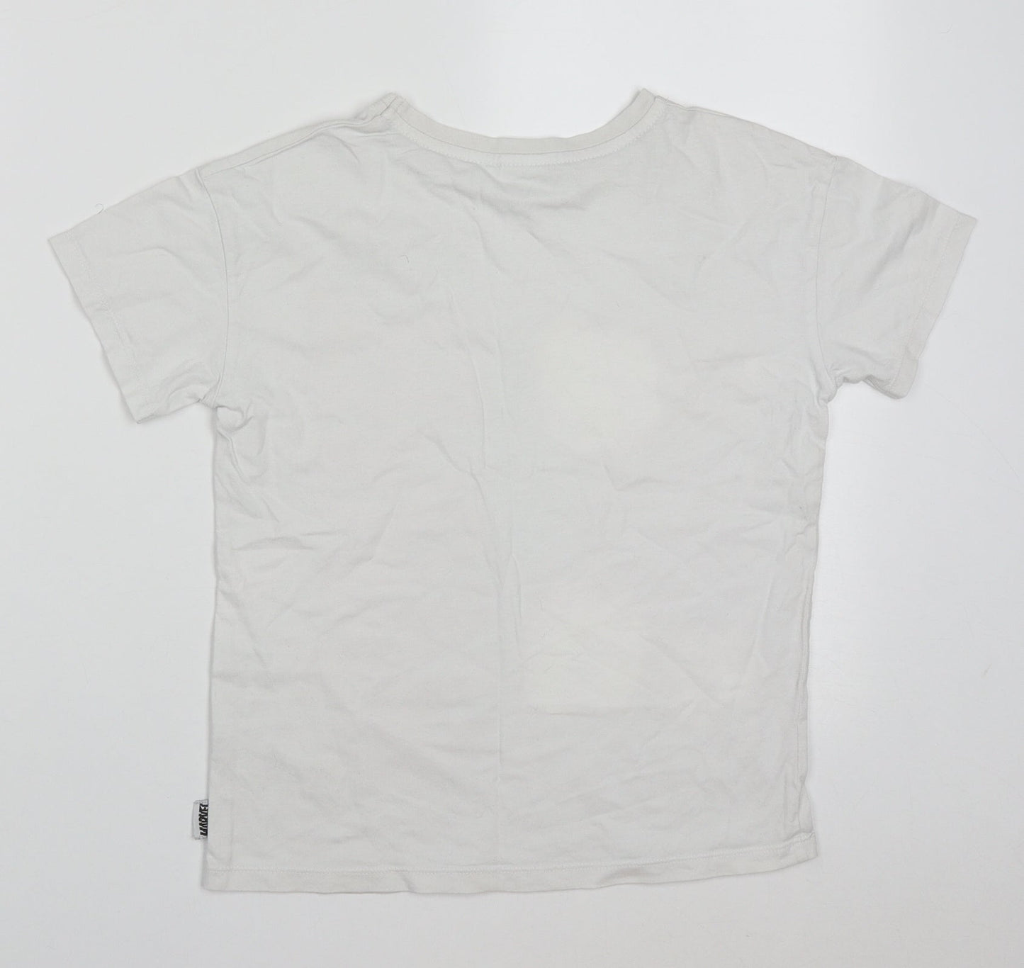 George Boys White  Cotton Basic T-Shirt Size 9-10 Years Crew Neck Pullover - Marvel