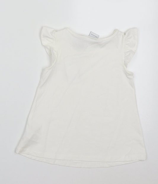 Tahari Girls White  Cotton Basic T-Shirt Size 2-3 Years Crew Neck Pullover