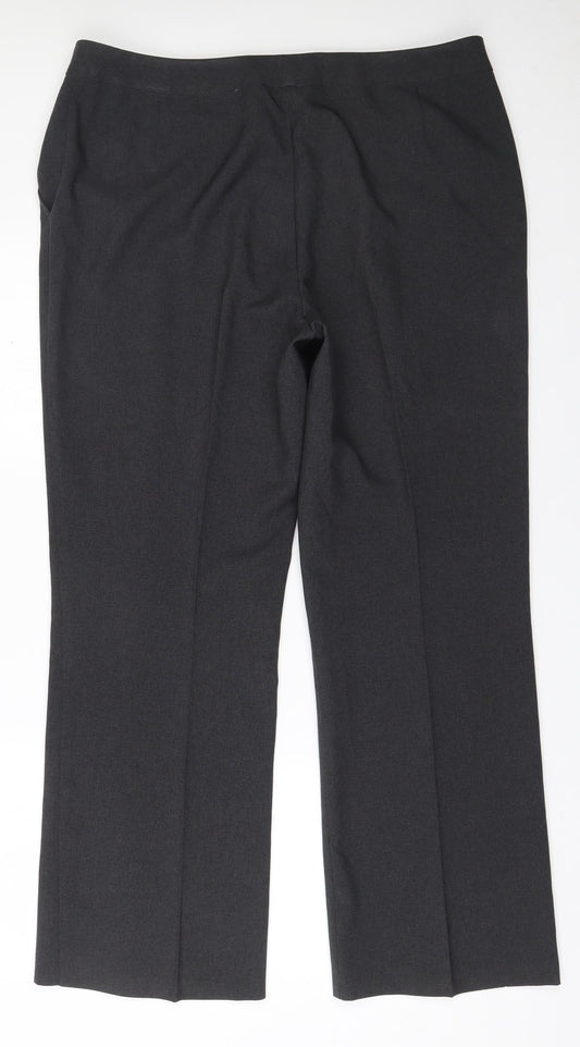Marks and Spencer Womens Grey  Polyester Dress Pants Trousers Size 18 L30 in Regular Zip