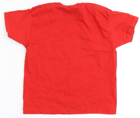 Fruit of the Loom Boys Red  100% Cotton Basic T-Shirt Size 3-4 Years Round Neck  - Star Wars, Christmas