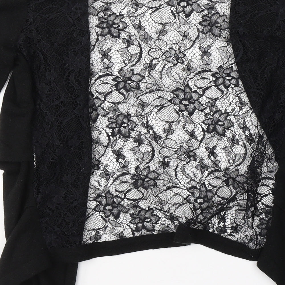 VERO MODA Womens Black V-Neck Floral Polyester Cardigan Jumper Size S   - Laced back