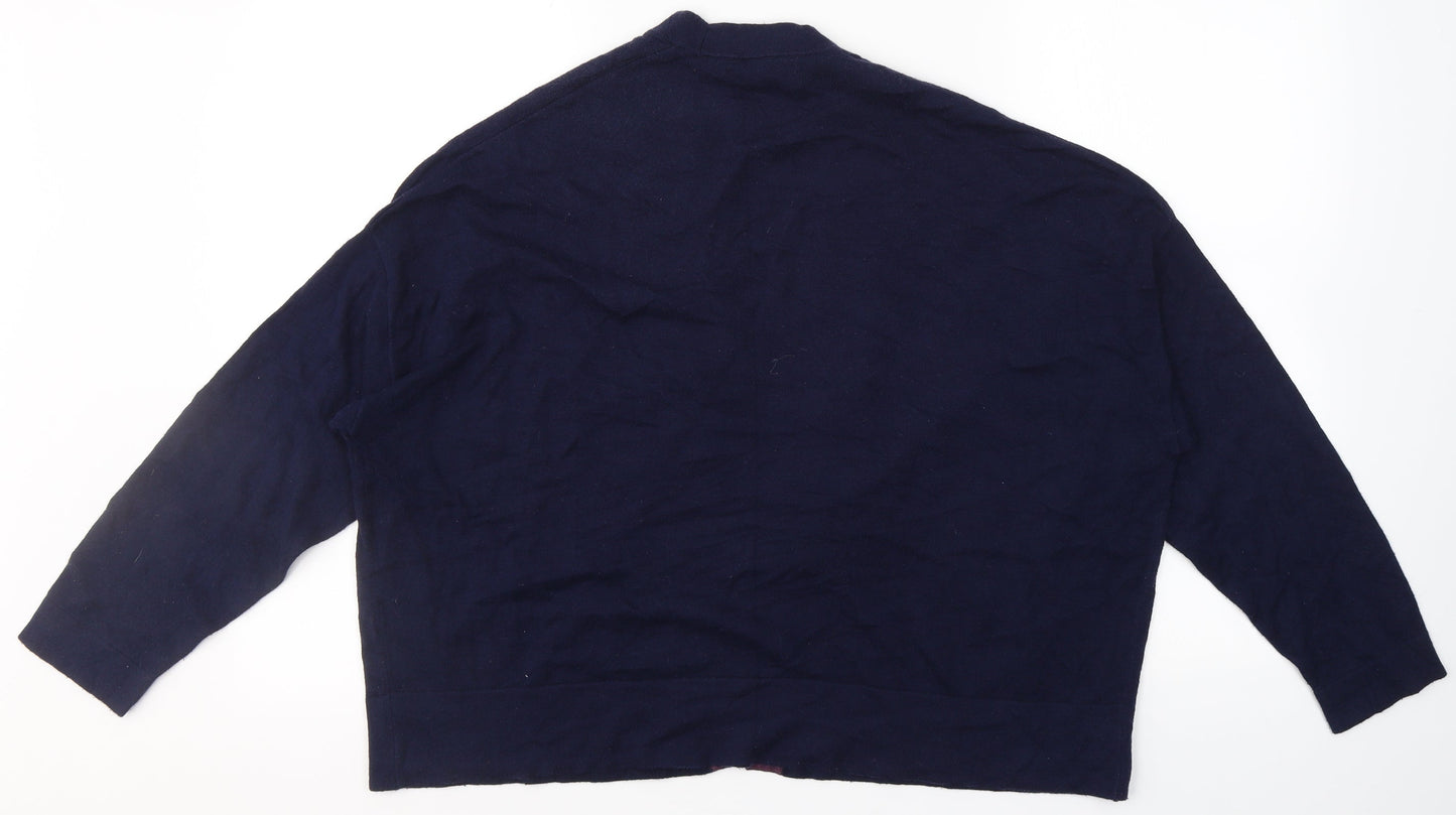 Marks and Spencer Womens Blue V-Neck  Cotton Cardigan Jumper Size 14
