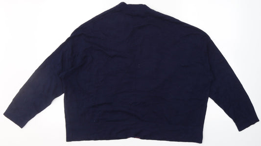 Marks and Spencer Womens Blue V-Neck  Cotton Cardigan Jumper Size 14