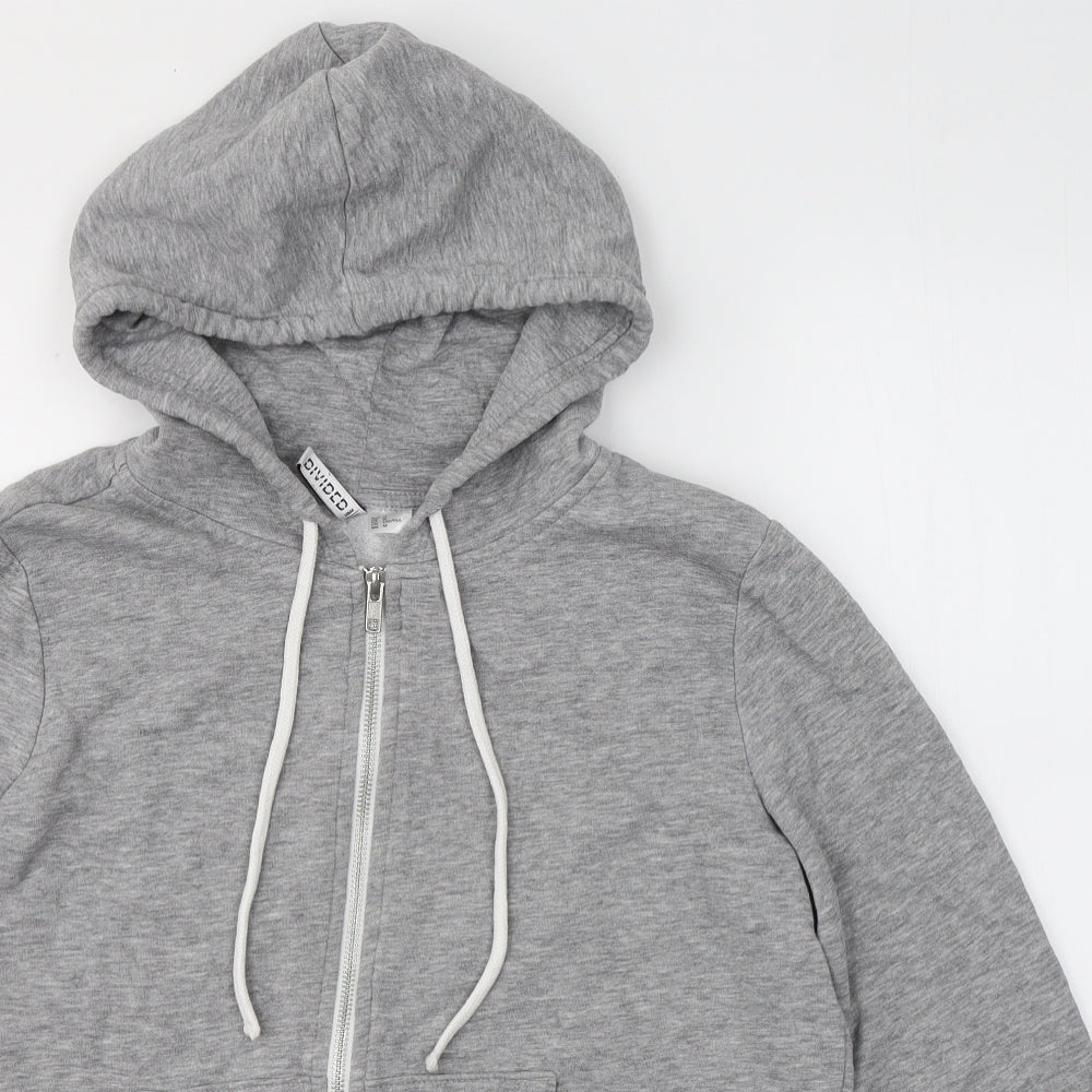 Divided by H&M Womens Grey Round Neck  Cotton Full Zip Jumper Size M