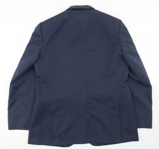 Canda Mens Blue Striped Wool Jacket Blazer Size 44