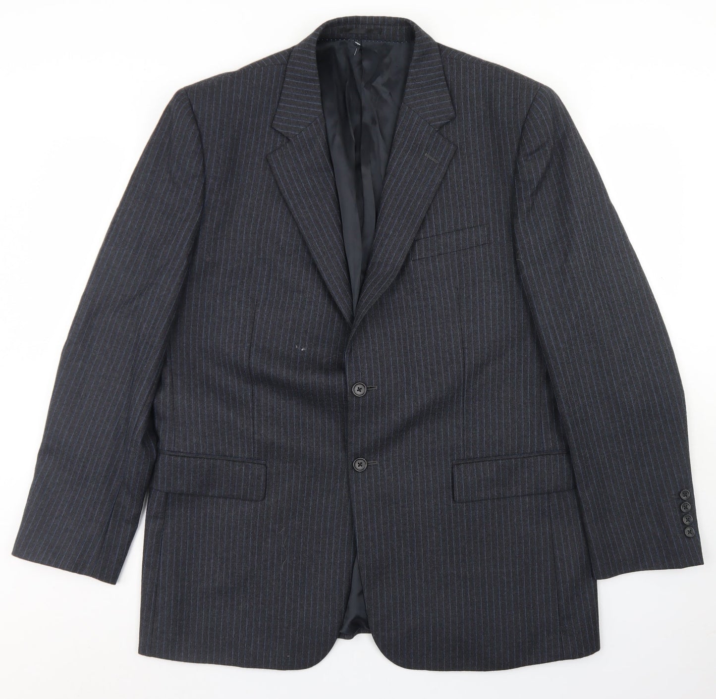 Brook Taverner Mens Grey Striped Wool Jacket Blazer Size 44