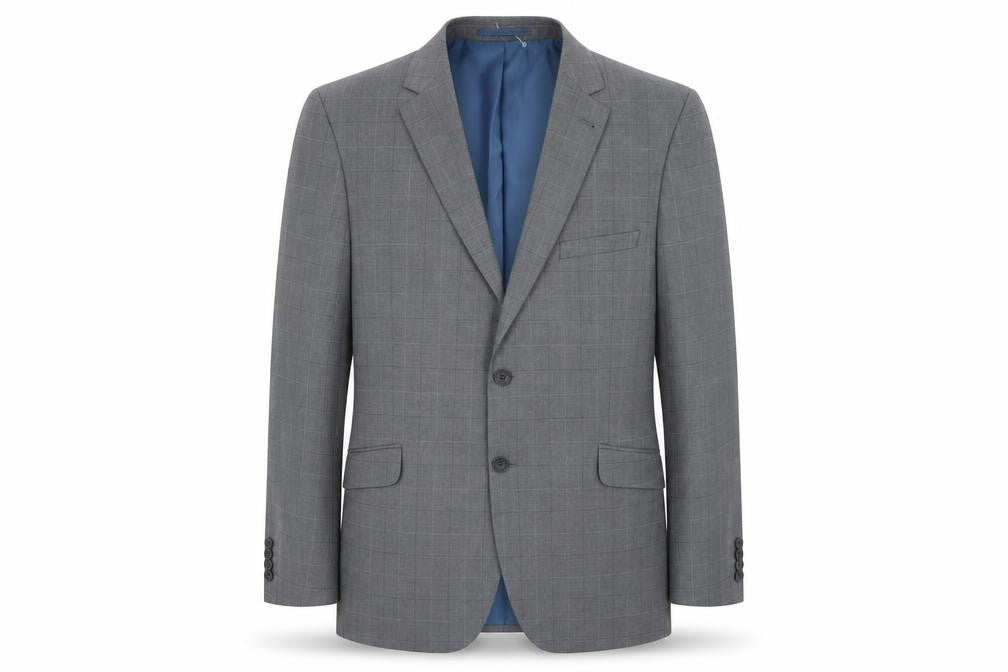 Taylor & Wright Mens Grey Plaid Polyester Jacket Blazer Size 46