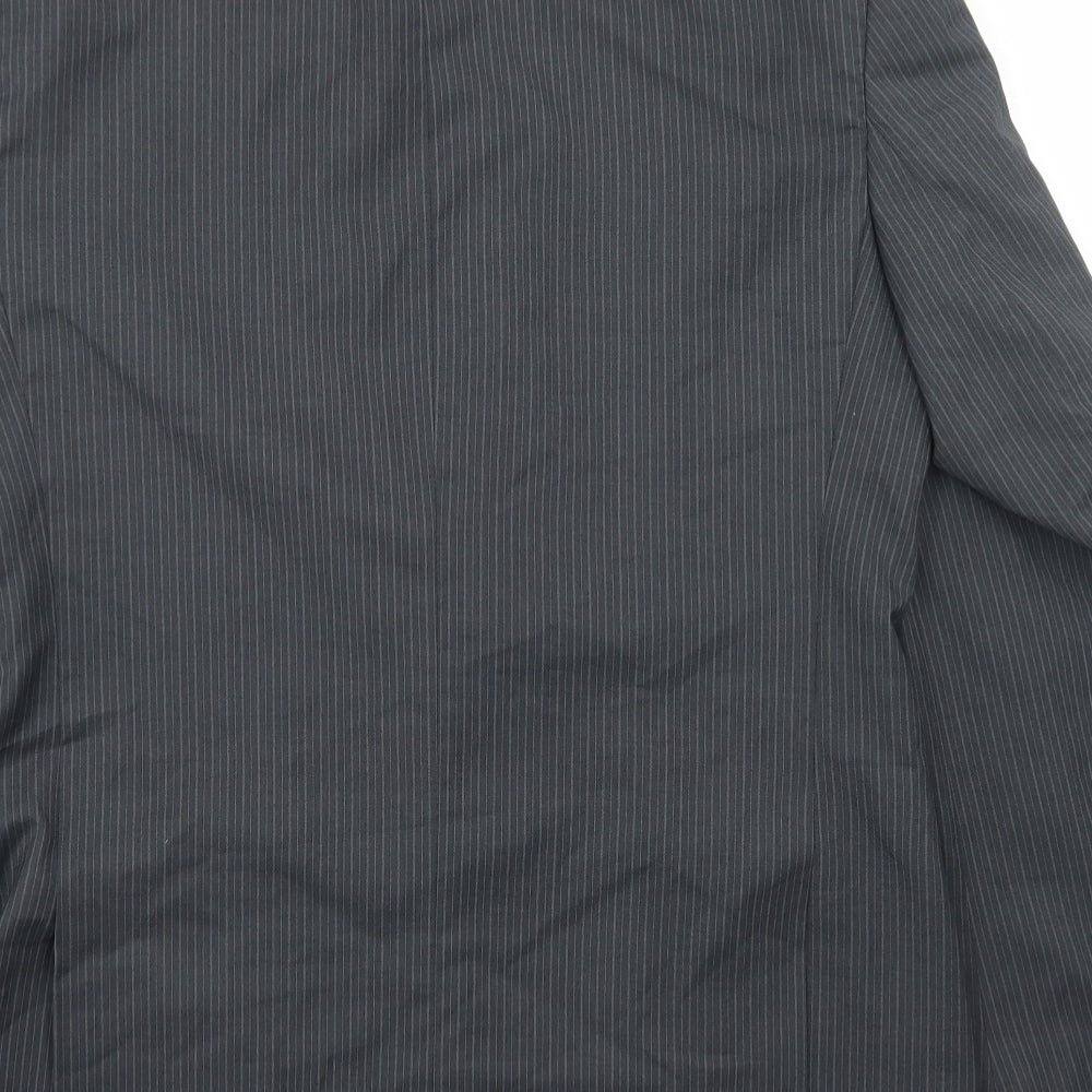 George Mens Grey Striped Polyester Jacket Blazer Size 38