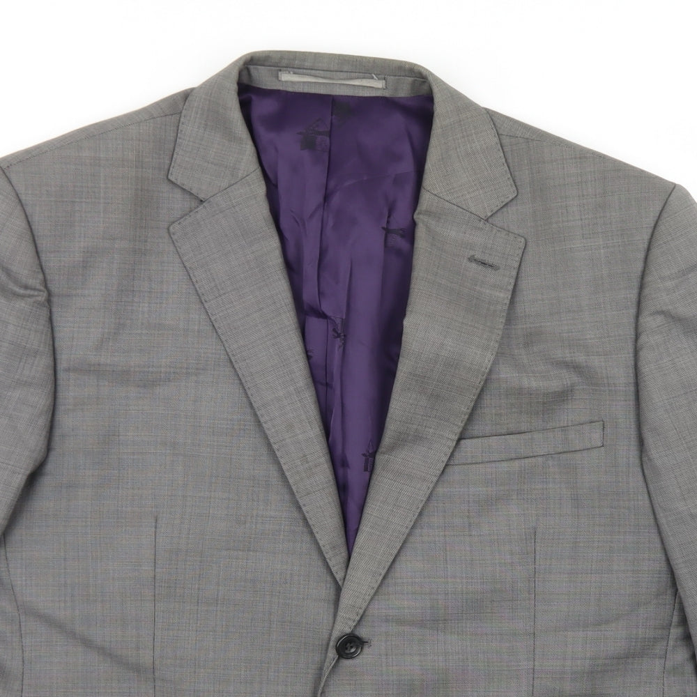 Paul Costelloe Mens Grey  Polyester Jacket Blazer Size 40