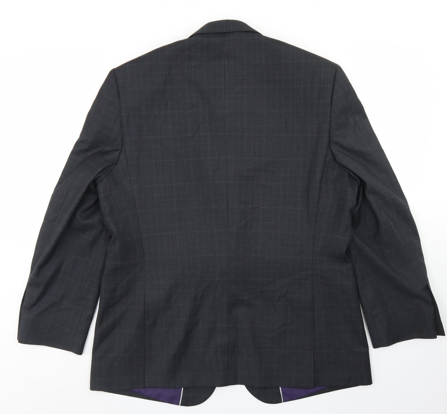 Jack Reid Mens Grey Plaid Polyester Jacket Blazer Size 42