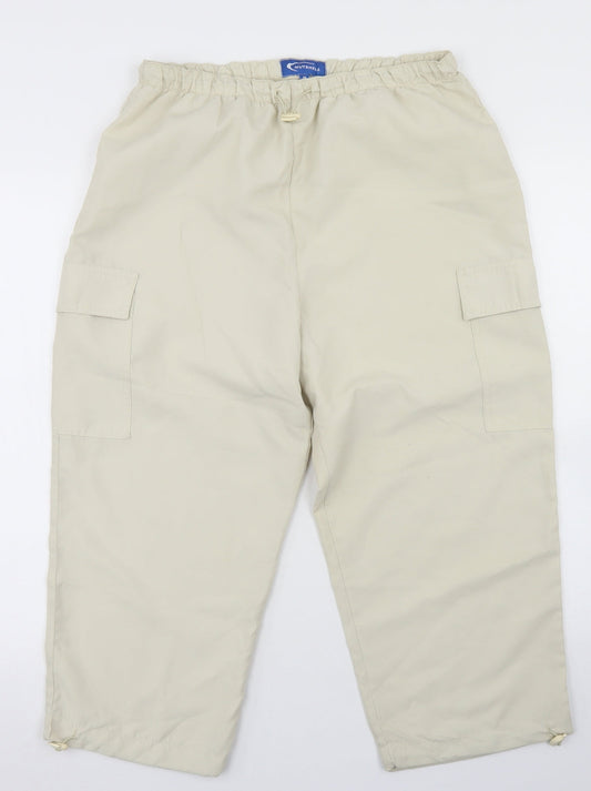 Nutshell Womens Beige  Polyester Cargo Trousers Size M L21 in Regular Drawstring