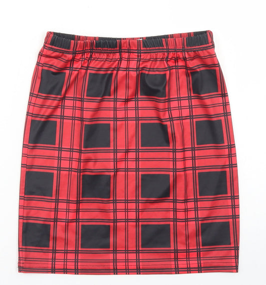 Sheine Girls Red Check Cotton Straight & Pencil Skirt Size 11-12 Years  Regular