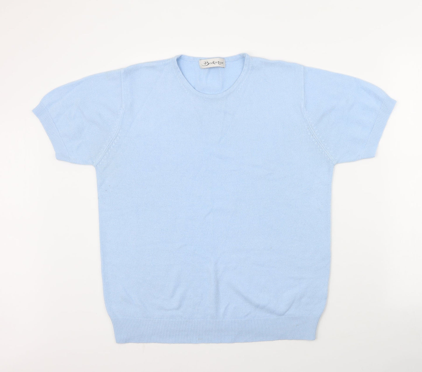 Berkertex Womens Blue Round Neck  Acrylic Pullover Jumper Size 14