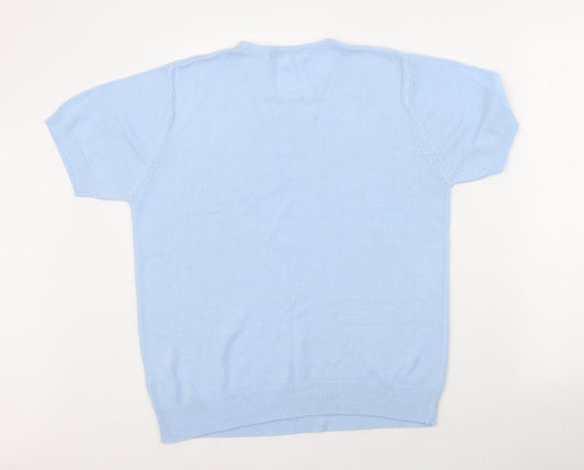 Berkertex Womens Blue Round Neck  Acrylic Pullover Jumper Size 14