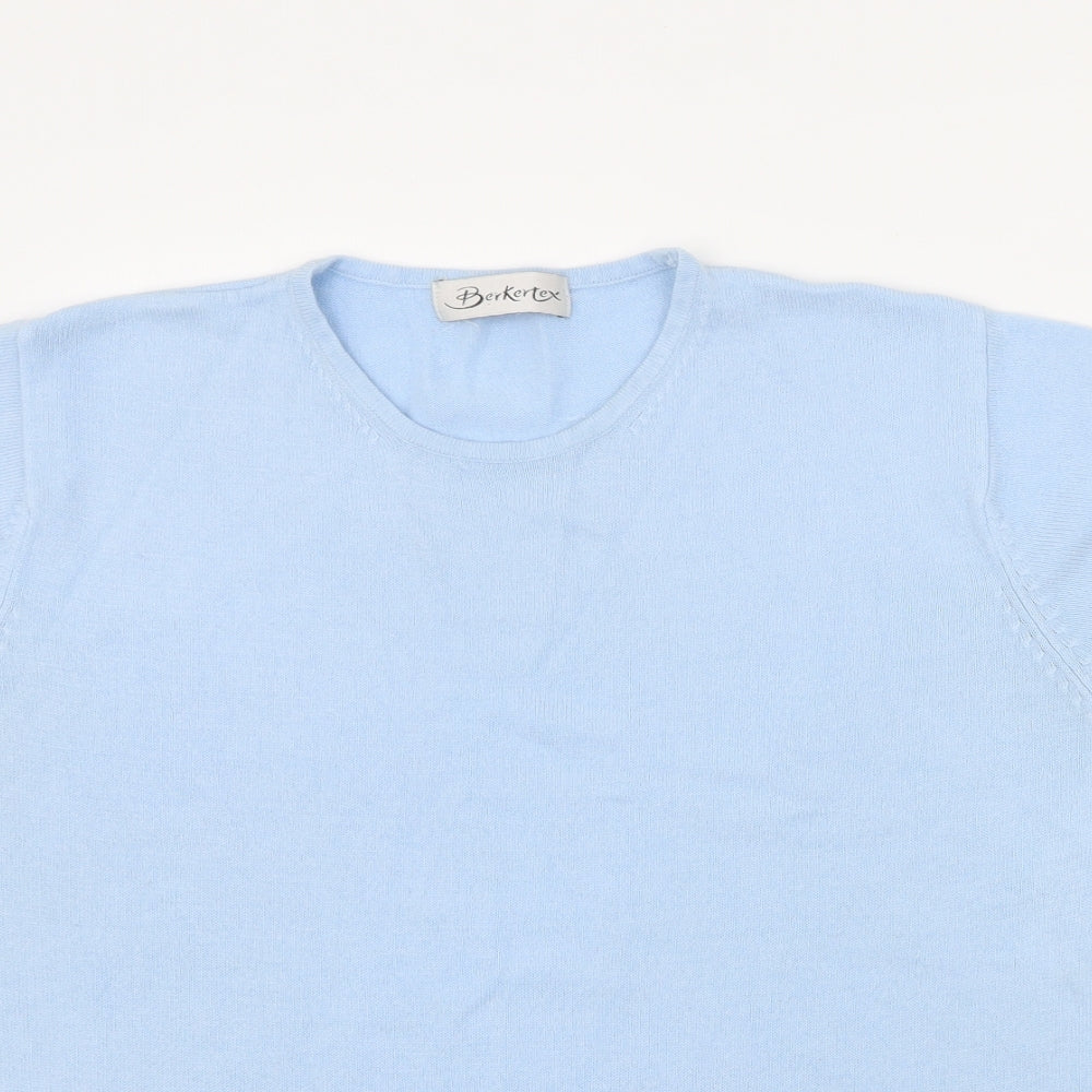 Berkertex Womens Blue Round Neck  Acrylic Pullover Jumper Size 14