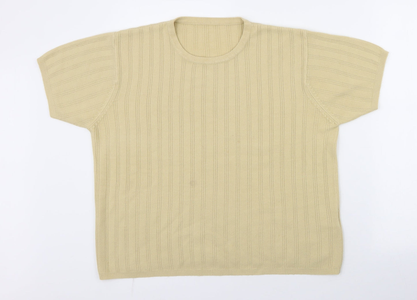 Berkertex Womens Yellow Round Neck Striped Acrylic Pullover Jumper Size 14