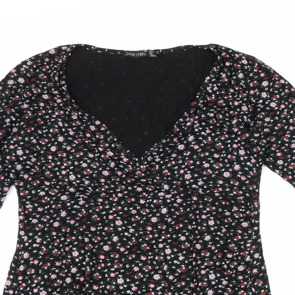 I SAW IT FIRST Womens Multicoloured Floral Viscose A-Line  Size 12  V-Neck Pullover