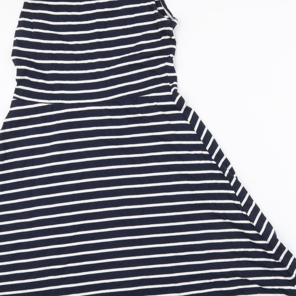 Vera Moda Womens Blue Striped Polyester Skater Dress  Size S  Round Neck Pullover