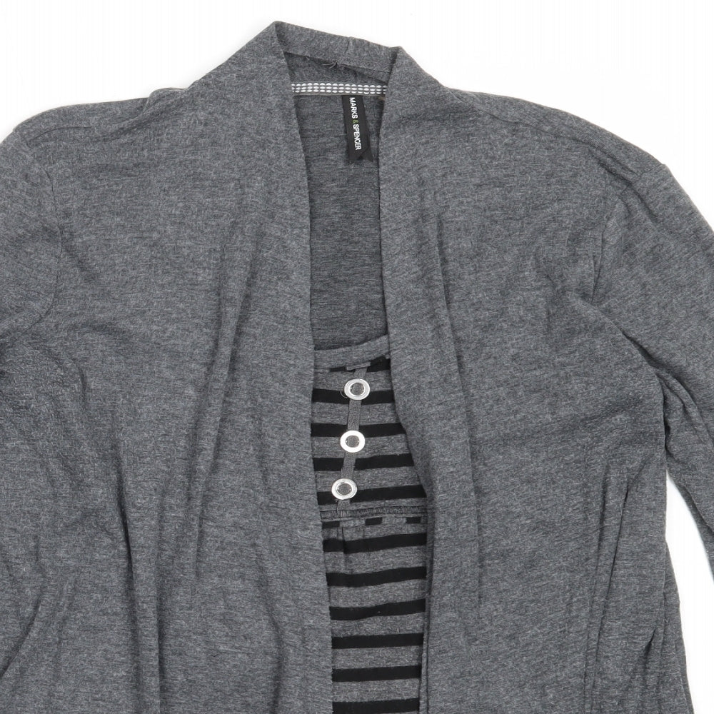 Marks and Spencer Womens Grey Round Neck  Polyester Cardigan Jumper Size 10