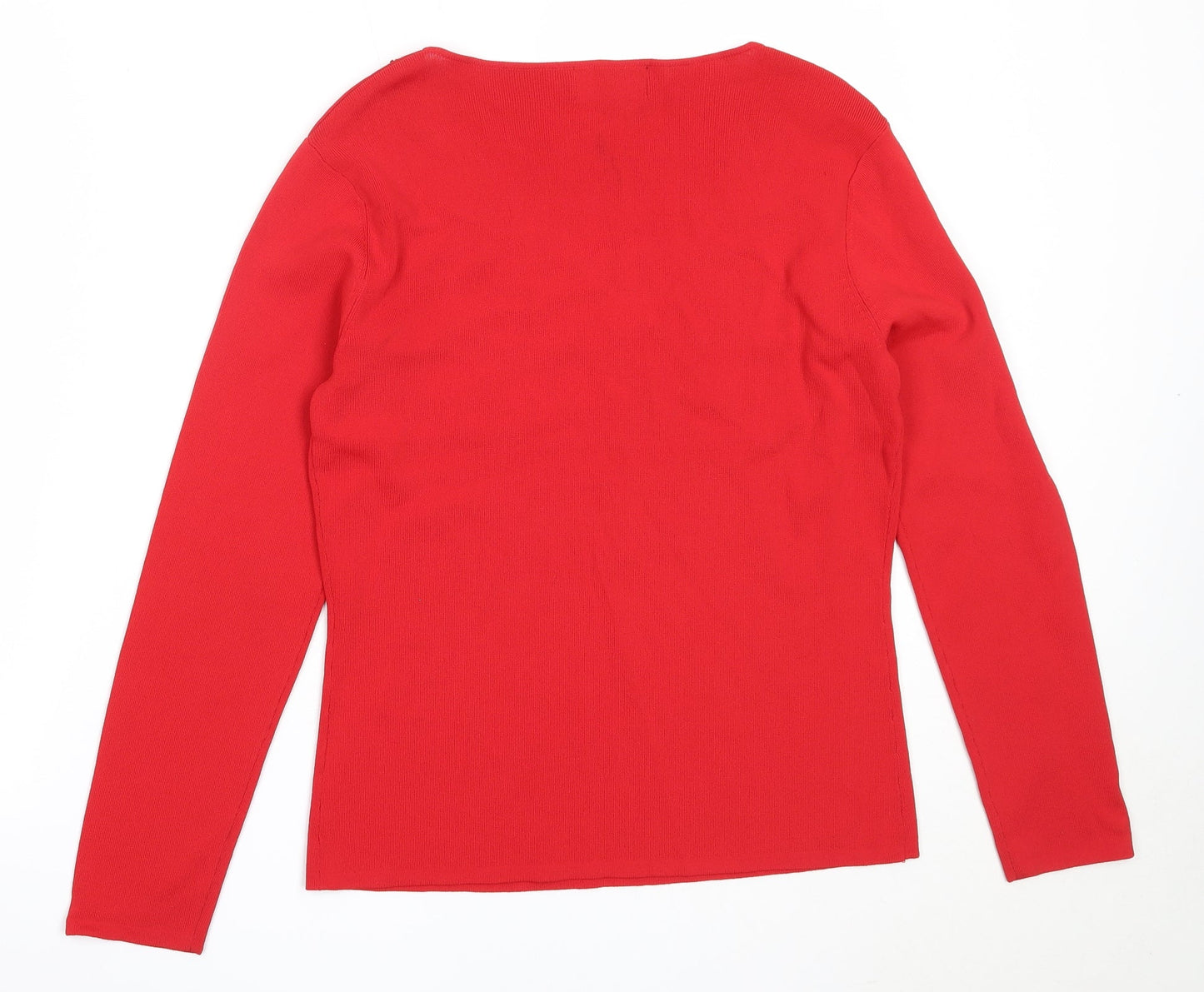 Viola Womens Red V-Neck  Viscose Pullover Jumper Size M