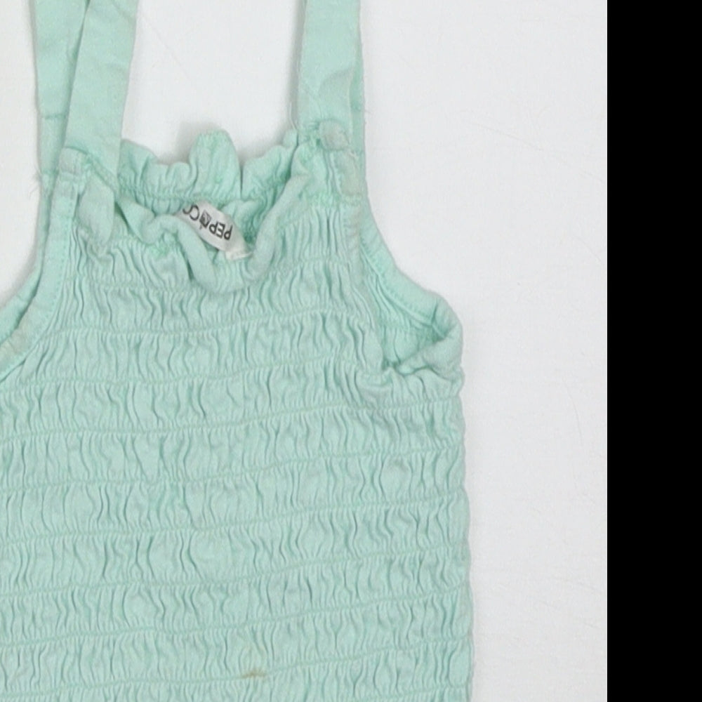 pep&co Girls Green  Cotton Basic Tank Size 5-6 Years Square Neck Pullover
