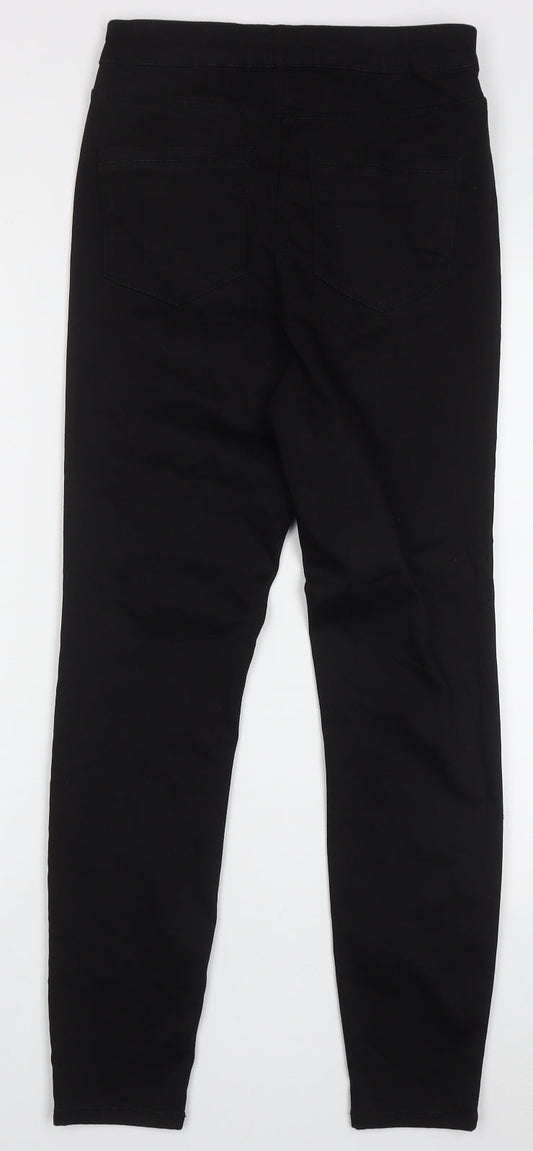Papaya Womens Black  Cotton Skinny Jeans Size 10 L28 in Regular Button