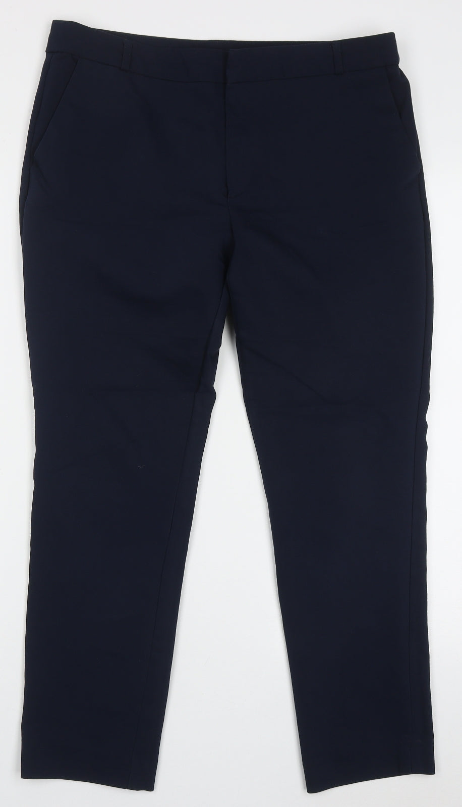 Stradivarius Womens Blue  Polyester Trousers  Size 12 L25 in Regular Hook & Eye