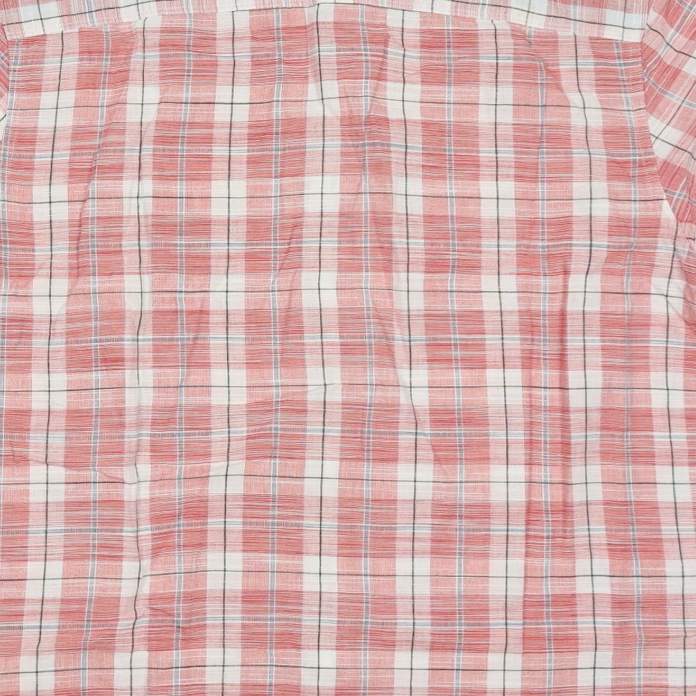 Marks and Spencer Mens Red Check Cotton  Button-Up Size M Collared Button