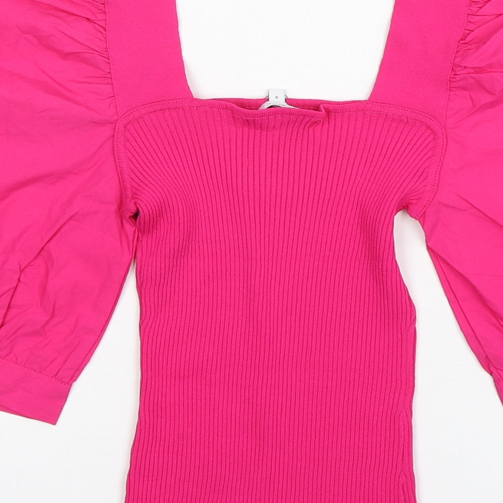 NEXT Womens Pink Square Neck  Viscose Pullover Jumper Size 8