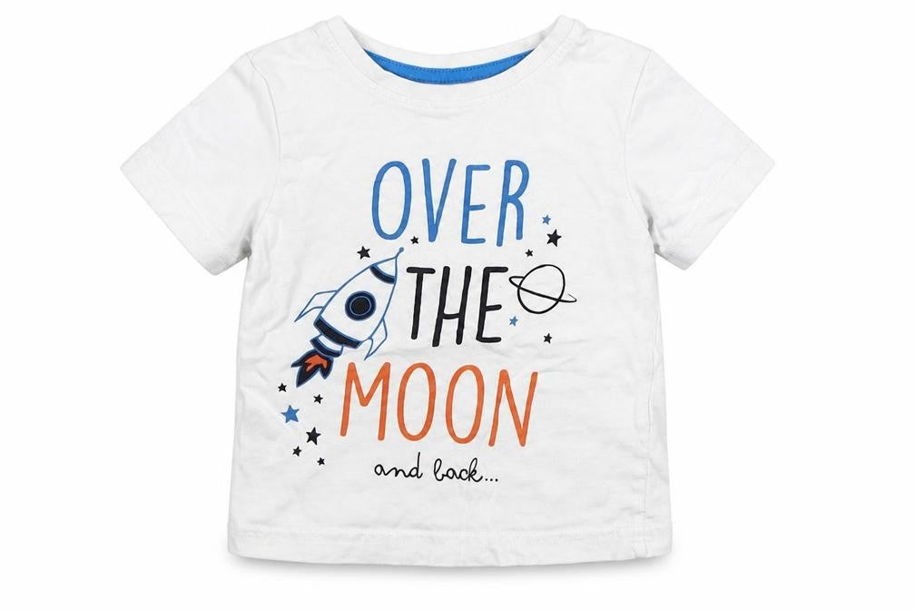 Jeff&CO Boys White  Cotton Basic T-Shirt Size 18-24 Months Round Neck