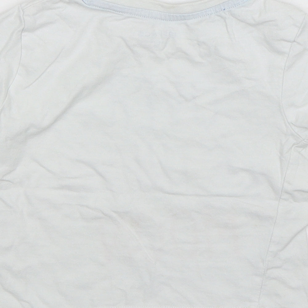 Jeff&CO Boys White  Cotton Basic T-Shirt Size 18-24 Months Round Neck