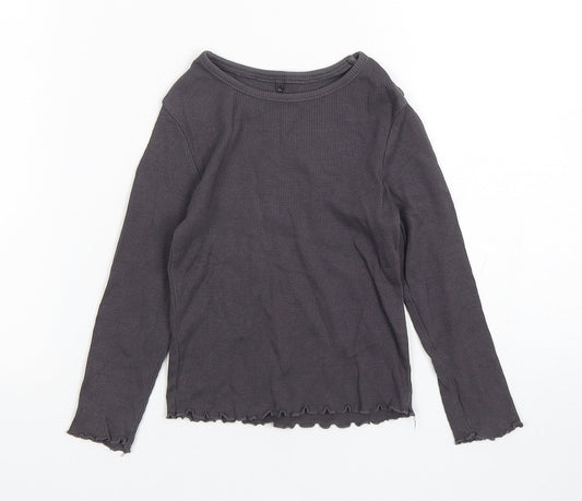 George Boys Grey  Cotton Basic T-Shirt Size 3-4 Years Round Neck