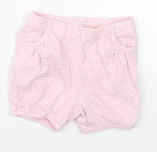 John Lewis Girls Pink Striped Cotton Cropped Trousers Size 3-6 Months   - Sweat Shorts