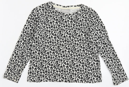 Matalan Girls Ivory Animal Print 100% Cotton Basic T-Shirt Size 4 Years Round Neck