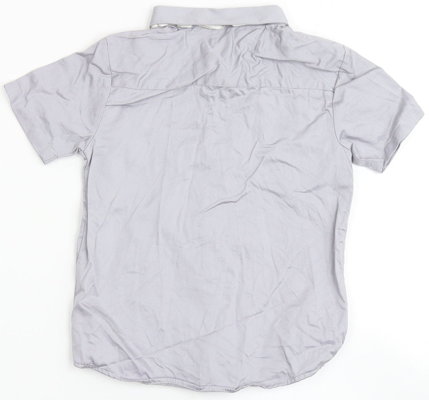 River Island Boys Grey  100% Cotton Basic Button-Up Size 12-18 Months Round Neck Button