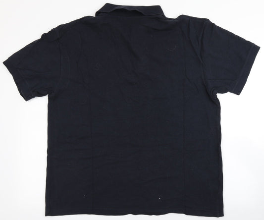 Easy Mens Blue  100% Cotton  Polo Size L Round Neck Button