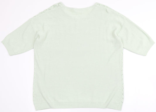 Damart Womens Green Round Neck  Acrylic Pullover Jumper Size L