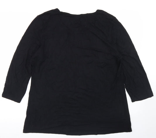 Antthony Womens Black  Viscose Basic T-Shirt Size XL Round Neck