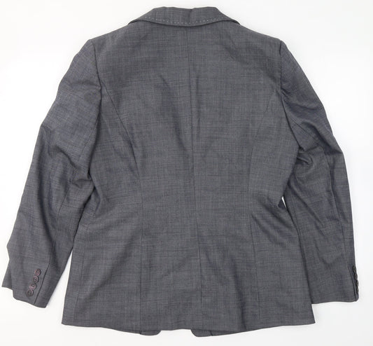For Women Womens Grey  Polyester Jacket Blazer Size 14   - Padded Shoulders