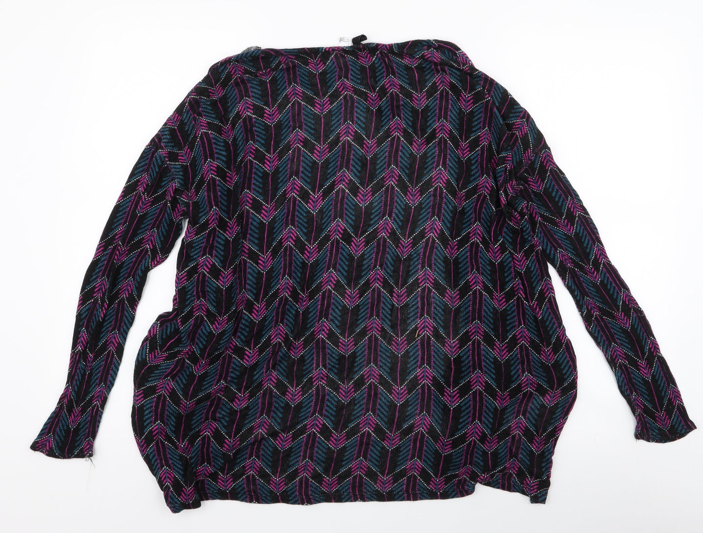 H&M Womens Multicoloured Round Neck Geometric Viscose Cardigan Jumper Size S