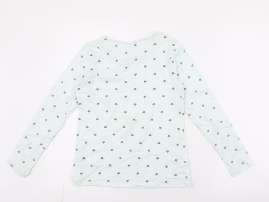 George Girls Blue Spotted 100% Cotton Jersey T-Shirt Size 8-9 Years Round Neck Pullover - soft soul , stars