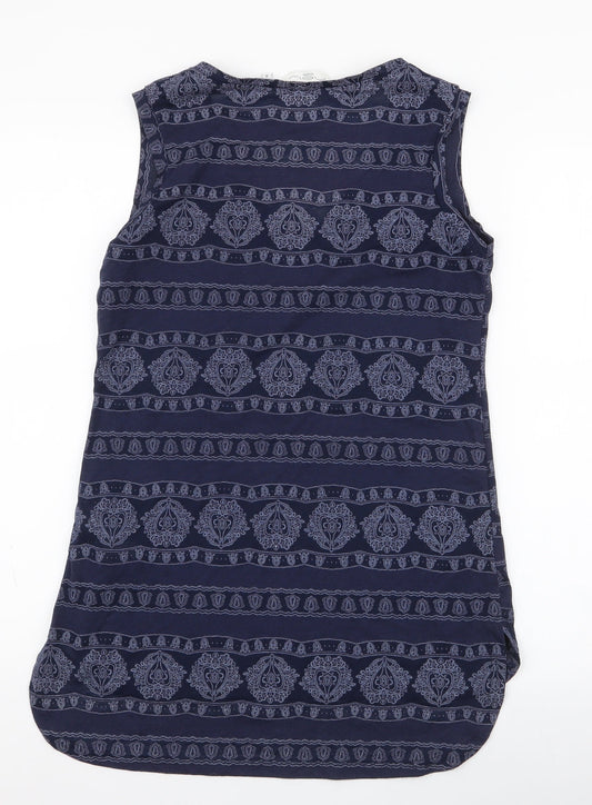 New Look Womens Blue Paisley Polyester Jersey Tank Size 8 Round Neck