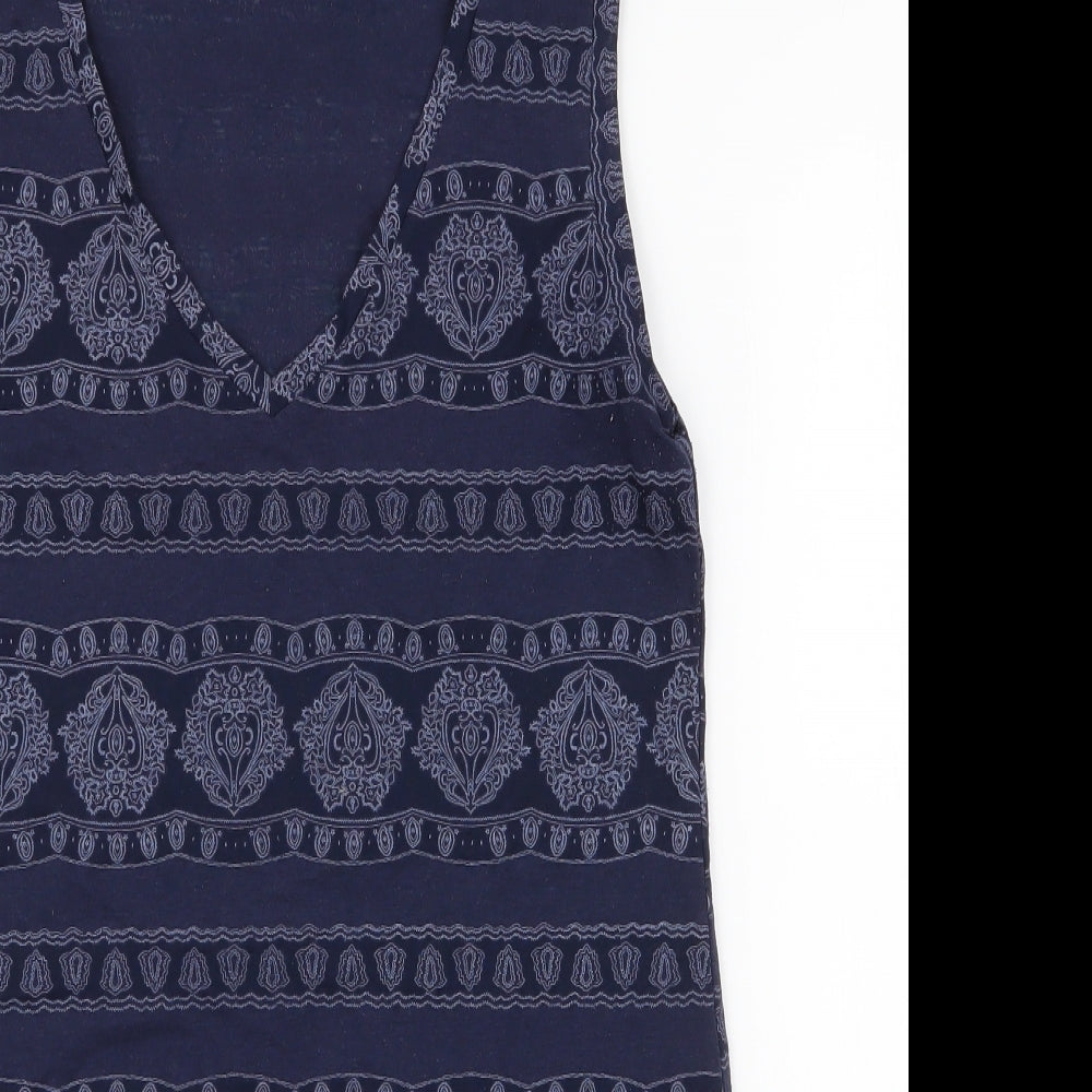 New Look Womens Blue Paisley Polyester Jersey Tank Size 8 Round Neck