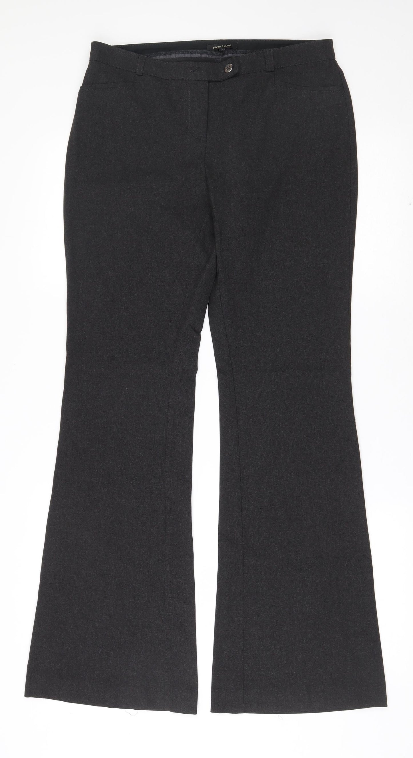 River Island Womens Grey  Polyester Dress Pants Trousers Size 10 L32.5 in Regular Zip