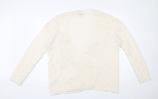 New Look Womens Ivory Round Neck  Acrylic Cardigan Jumper Size 18