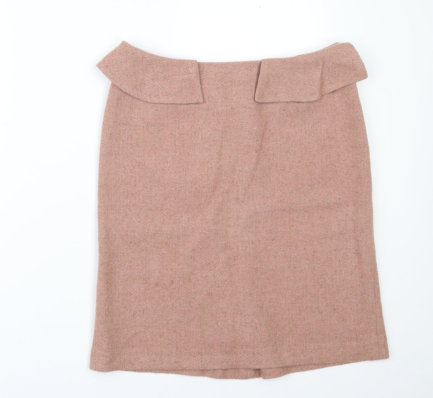 Joseph  Womens Pink Herringbone Wool A-Line Skirt Size 10   Zip