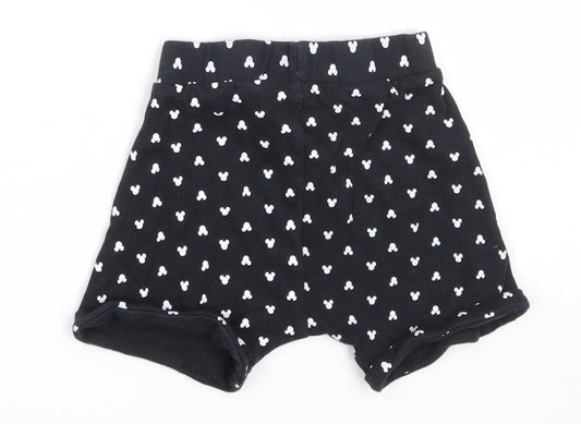 George Boys Black  Cotton Cropped Trousers Size 12-18 Months   - mickey mouse