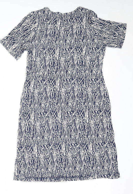 Adini Womens Blue  Viscose Fit & Flare  Size M  Round Neck