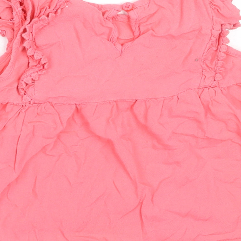 Primark Girls Pink  Viscose Basic Tank Size 5-6 Years Round Neck