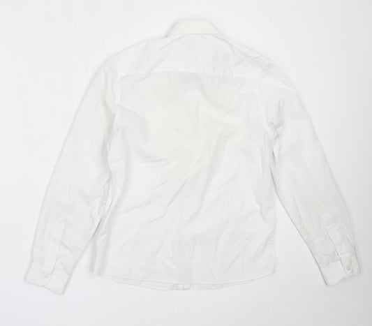 Marks and Spencer Boys White  Polyester Basic Button-Up Size 12-13 Years Collared  - school